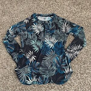 Title Nine 1/4 Zip Sun Shirt Women’s M Blue White Ferns Long Sleeve Surf Beach